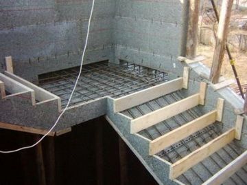 Бетонирование лестницы монолитным бетоном